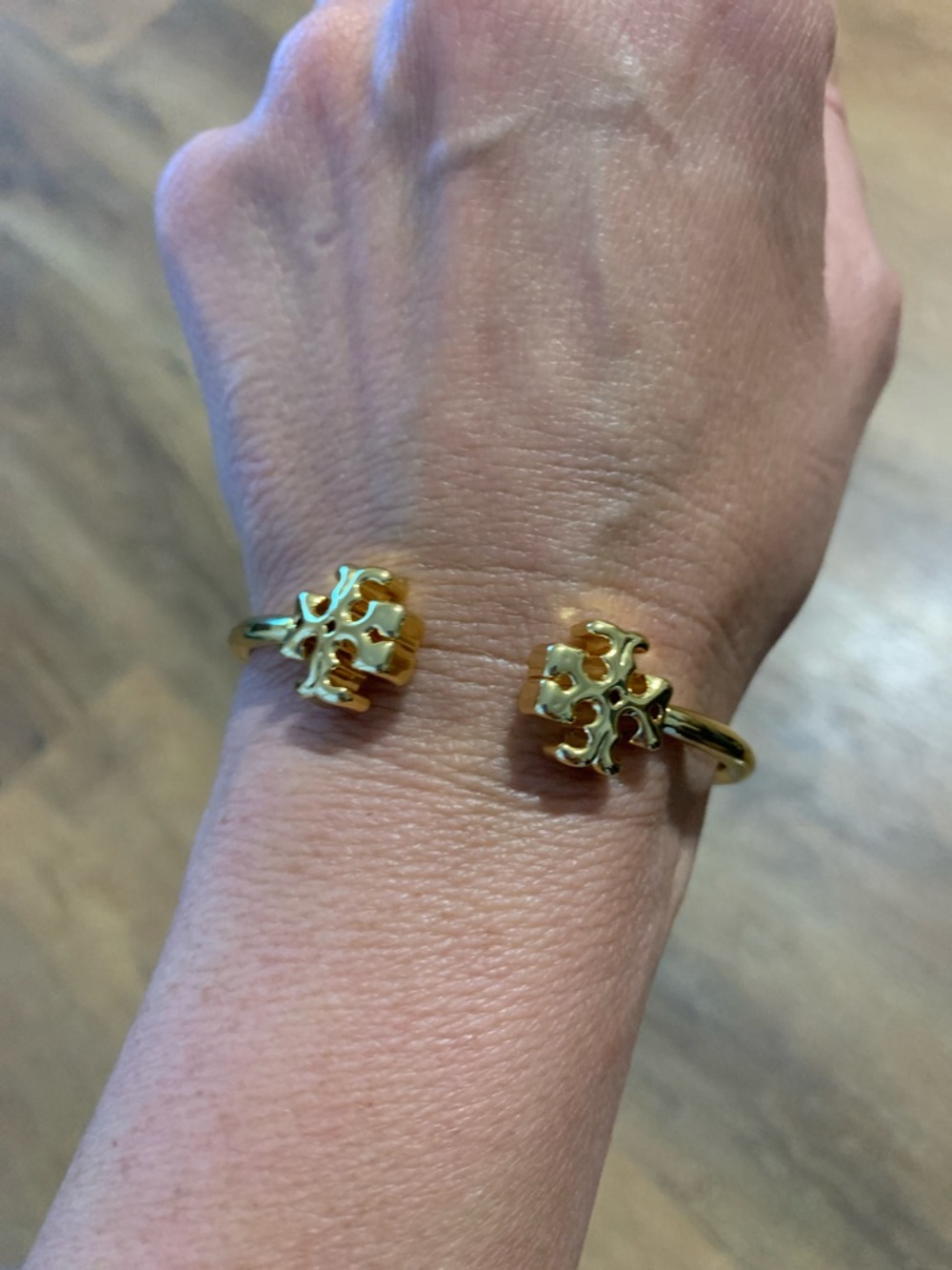 Tory Burch Gold Open Emblem Cuff Bracelet